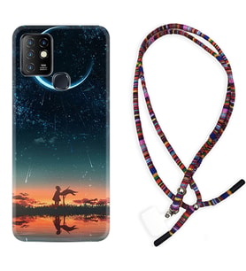 INFINIX Hot 8 9 10 11S Hot 10 Play 10T Kılıf Boyun Asklı Rasta Silikon Ay ve Kız 1720