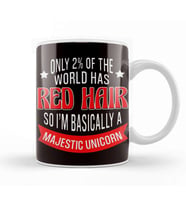 Red Hair Unicorn Magic Ginger Redhead Red Orange Haired Kupa Bardak Porselen