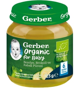 Organik Bezelye, Brokoli ve Kabak Püresi 125 gram