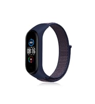 Mey İthalat® Mi Band 4 Hasırlı Cırtcırtlı Kordon - Lacivert-Mor