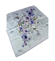 Emilya Rayon Çiçek Desenli Şal Eşarp 90x90 cm (Mavi)
