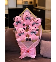 Büyük Boy Pembe Peluş Ayıcık Buketi  5 Adet Ayıcıklı Peluş Buket  Sevgiliye Hediye Doğum Günü Hediyesi (Pembe)