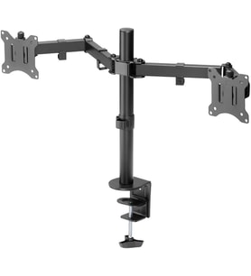 Monitör Tutucusu - Masa Kelepçesi - 2 Monitör - 32 İnçe Kadar - 3X 8 kg'a Kadar - VESA 75x75, 100x100 - Siyah