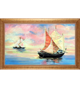 Çerçeveli Paspartulu Manzara Tablo bm0991 (Gold)