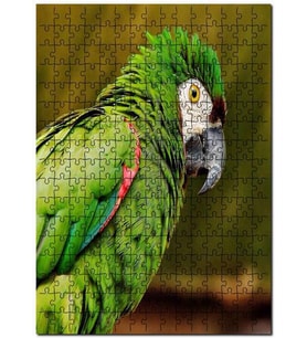 Cakapuzzle Yeşil Papağan Flu Arkaplan Puzzle Yapboz MDF (Ahşap) (120 Parça)