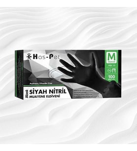 Has-pet Nitril Siyah Pudrasız Eldiven M