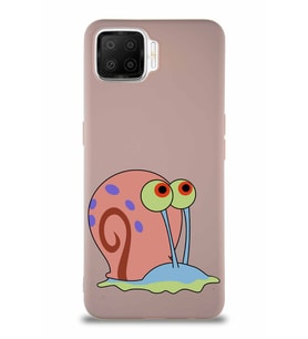 Oppo A73 Soft Premier Kapak Salyangoz Gary Tasarımlı Silikon Kılıf - Pudra (Şeffaf)