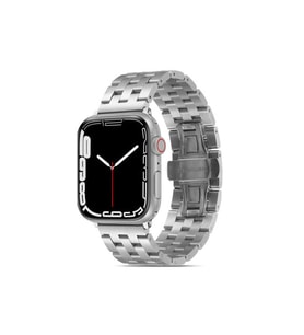 Apple Watch 7 45mm Uyumlu Kordon Metal Geçmeli Paslanmaz KRD-20 Kayış (Gümüş)