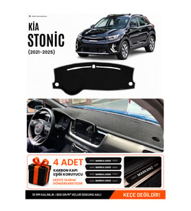 e-biz KİA STONIC (2021-2025) Uyumlu Torpido Koruma, Torpido Örtüsü, Torpido Kılıfı - Siyah-Gri - KI024