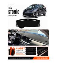 e-biz KİA STONIC (2021-2025) Uyumlu Torpido Koruma, Torpido Örtüsü, Torpido Kılıfı - Siyah-Gri - KI024