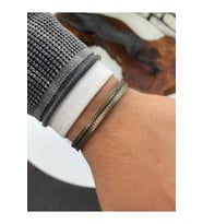 Erkek Bileklik - Metal Erkek Bileklik - Çizgili Model (Sarı)