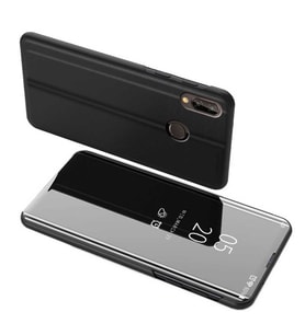 Huawei P20 Lite Aynalı Kapaklı Lüx Kılıf (Siyah)