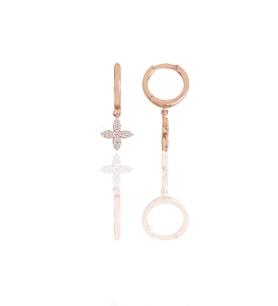 Gümüş rose zirkon taşlı dört yapraklı yonca küpe SGTL11540ROSE