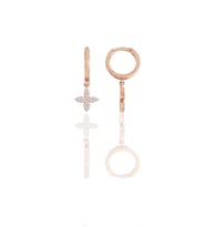 Gümüş rose zirkon taşlı dört yapraklı yonca küpe SGTL11540ROSE