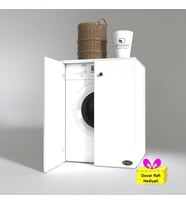 Kenzlife çamaşır makinesi dolabı kapaklı tatyana byz 90*70*60 banyo ofis arkalıksız + tekli duvar rafı hediyeli (Karışık)