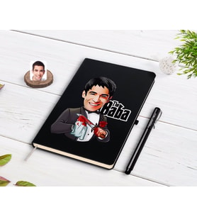 BK Gift Kişiye Özel Godfather Baba Karikatürlü Siyah Defter ve Kalem Hediye Seti-5