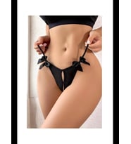 Fantezia Night Tegan Büyük Beden Fantazi Siyah Fiyonklu Kadın STRİNG - Fantezi Tanga TG270038-B