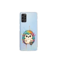 Samsung Galaxy S20 Plus ile Uyumlu Splash Kirpi Tasarımlı Şeffaf Silikon Kılıf
