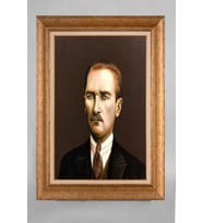 Altın Varaklı Paspartulu Çerçeveli Atatürk Tablo nt1058