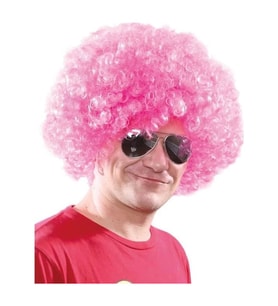 Açık Pembe Renk Kıvırcık Afro Bonus Peruk