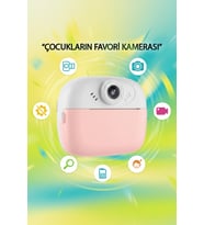 Anında Baskı Yapan Pembe Çocuk Kamerası Termal Yazıcılı Video Kayıtlı