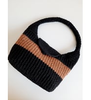 Elchandmade Tığ İşi Örgü Kağıt İp Siyah Kraft Çanta Tote Bag