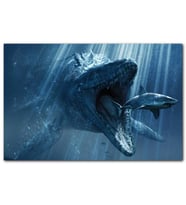 Cakatablo Jurassic World Megalodon ve Büyük Beyaz Köpekbalığı MDF Tablo