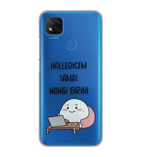 Xiaomi Redmi 9C / 10A Uyumlu Halledicem Tasarımlı Şeffaf Telefon Kılıfı