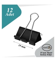 Çelik Kıskaç Klips 19 mm 12 Adet 1 Paket Metal Mandal Binder Clips Kıska 30 Sayfa Kapasiteli Çok Amaçlı Kullanım