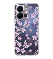 PrintiFy Vivo Y35 Uyumlu Kamera Korumalı Floral Pudra Tasarımlı Şeffaf Silikon Kılıf