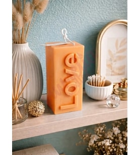 Mumelia Candles Love Pop - Doğal Soya Blok Dekoratif Mum - Turuncu