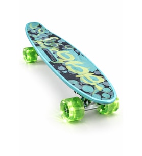 Turkuaz Desenli Işıklı Tekerlekli Çocuk Kaykay – Taşıma Saplı, Skateboard