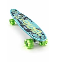Turkuaz Desenli Işıklı Tekerlekli Çocuk Kaykay – Taşıma Saplı, Skateboard
