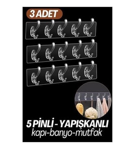 TransForMacion 5 Pinli Yapışkanlı Askı Xenoty Design 3 lü SET 718948