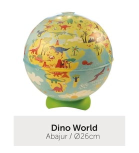 GÜRBÜZ 92253 26 CM IŞIKLI ABAJUR KÜRE DESENLİ DINO WORLD