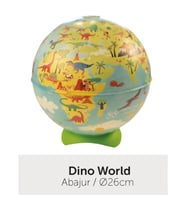 GÜRBÜZ 92253 26 CM IŞIKLI ABAJUR KÜRE DESENLİ DINO WORLD