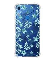 Huawei Y6s  Köşe Korumalı Antişok Kapak Floral Su Yeşili Tasarımlı Şeffaf  Kılıf