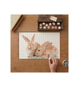 Sevimli Tavşanlar Tasarımı 240 parça Ahşap Puzzle Ahşap Kutuda MP04261