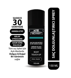 xi10 Siyah (Black) Saç Dolgunlaştırıcı Sprey ve Dip Kapatıcı Topik Sprey