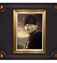 Özel Seri Paspartulu Çerçeveli Atatürk Tablo l88 (Gold)