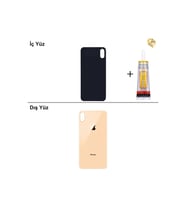 iPhone XS MAX Altın Arka Kapak Arka Cam Batarya Kapağı Lazer Kesim Kapak Pil Kapağı + B-7000 Yapıştırıcı