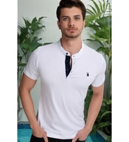 T8560 DEWBERRY T-SHIRT-AÇIK BEYAZ