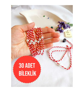 30 ADET İNCİ BONCUKLU MARTENİÇKA BİLEKLİK KREM ŞANS BEREKET ARKADAŞ SEVGİLİ EŞ ÇOCUK HEDİYE