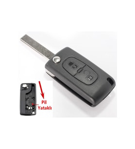 Peugeot Partner 207 307 308 407 Uyumlu Kumanda Kabı Anahtar Kabı Oto Anahtarlık Pil Yataklı Logolu
