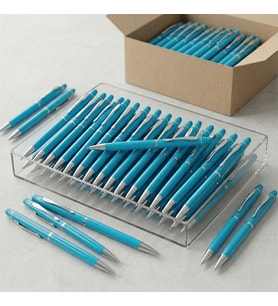 BK Kurumsal Promosyon 1022 Metal Turkuaz Touchpen Kalem(10 Adet) – Lazer Baskılı Logolu Tükenmez Kalem