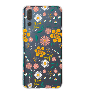 Huawei P20 Pro Uyumlu Kapak Flowers Tasarımlı Şeffaf Silikon Kılıf