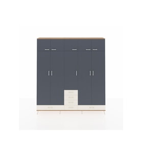 Arges Dolap 6 Raflı 6 Çekmeceli 4 Askılı 220x30x243 Çam-Antrasit/Aytaşı