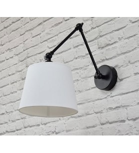 RİOLİGHT RETRO,RUSTİK BEYAZ HAREKETLİ KUMAŞ BAŞLIK SİYAH ÜÇ MAFSALLI METAL GÖVDE AKROBAT APLİK (Siyah - Beyaz)