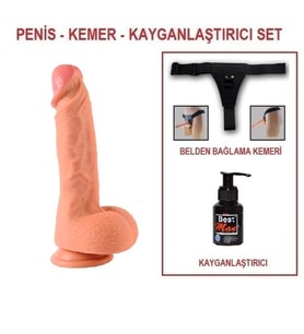 LilituShop 22 cm Belden Bağlamalı Çift Katmanlı Realistik Dildo Penis Set