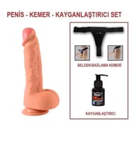 LilituShop 22 cm Belden Bağlamalı Çift Katmanlı Realistik Dildo Penis Set